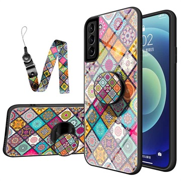 Checkered Pattern Samsung Galaxy S21+ 5G Hybrid Case - Colorful Mandala