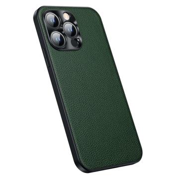 Leather Coated iPhone 14 Pro Hybrid Case - Green