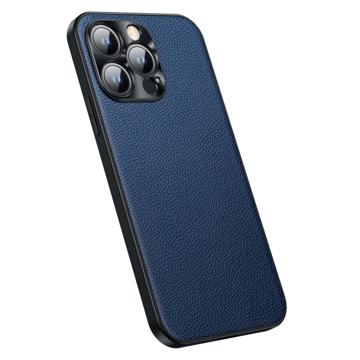 Leather Coated iPhone 14 Pro Hybrid Case - Sapphire