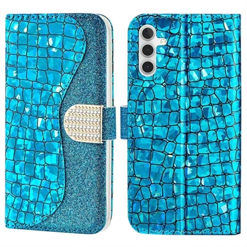 Croco Bling Series Samsung Galaxy A14 Wallet Case - Blue