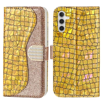 Croco Bling Series Samsung Galaxy A34 5G Wallet Case - Gold
