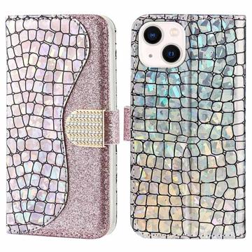 Croco Bling Series iPhone 14 Wallet Case - Rose Gold