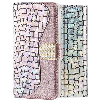 Croco Bling iPhone X / iPhone XS Wallet Case - Silver