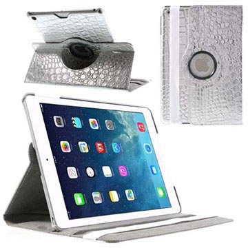 iPad Air Rotary Smart Leather Case - Crocodile - Silver