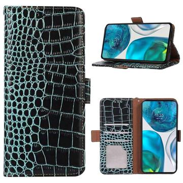 Crocodile Series Motorola Moto E22/E22i Wallet Leather Case with RFID - Green