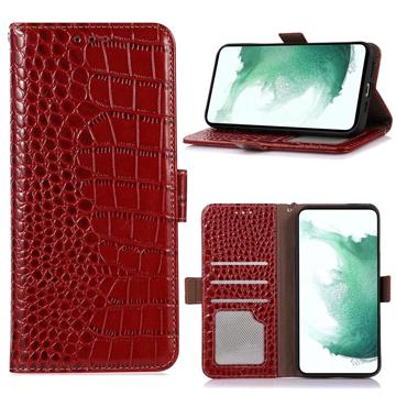 Crocodile Series Nokia G400 Wallet Leather Case with RFID - Red