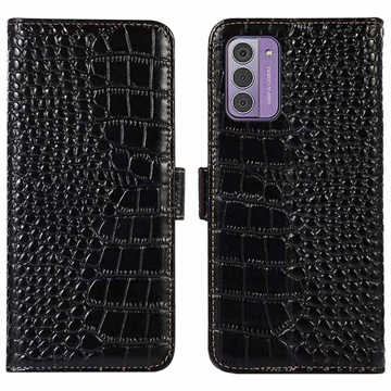 Nokia G42 Crocodile Series Wallet Leather Case with RFID - Black