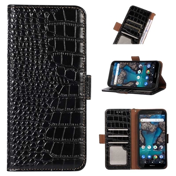 Crocodile Series Nokia G22 Wallet Leather Case with RFID - Black
