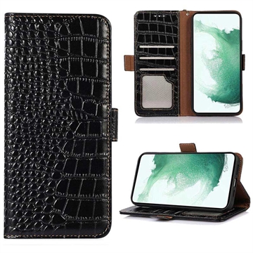 Crocodile Series Nokia G400 Wallet Leather Case with RFID - Black