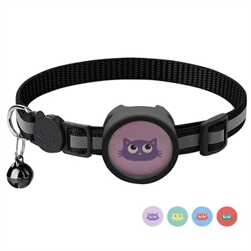 Apple AirTag Cute Silicone Case with Reflective Pet Collar & Stickers - Black