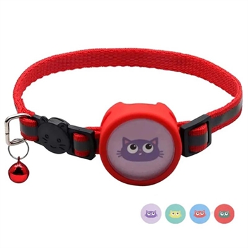 Apple AirTag Cute Silicone Case with Reflective Pet Collar & Stickers - Red