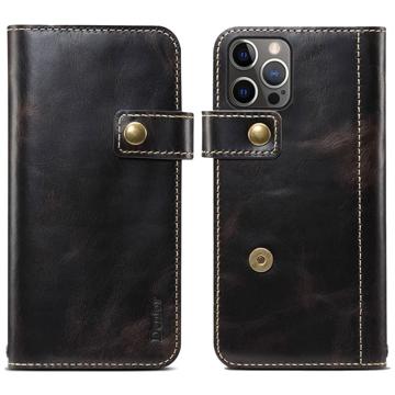 Denior Vintage Series iPhone 14 Pro Wallet Leather Case - Black