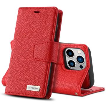 Dolisma Textured 2-in-1 Detachable iPhone 14 Pro Max Wallet Case - Red