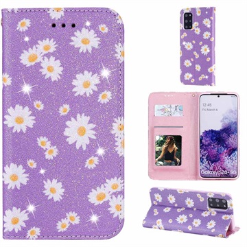 Daisy Pattern Samsung Galaxy S20+ Wallet Case - Purple