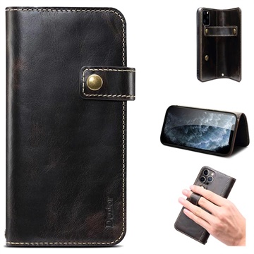 Denior Vintage Series iPhone 13 Pro Max Wallet Leather Case - Black
