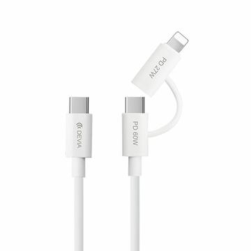 Devia EC404 Smart 2-in-1 Fast Charging/Data USB-C Cable - 1.2m - White
