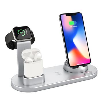 Docking Station with QI Wireless Charger UD15 - Silver