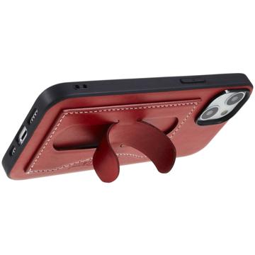 iPhone 14 Coated Case with Card Slot & Stand - Red