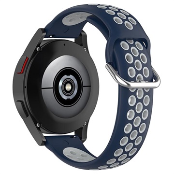 Dual-Color Samsung Galaxy Watch4/Watch4 Classic/Watch5/Watch6 Silicone Sports Strap - Dark Blue / Grey