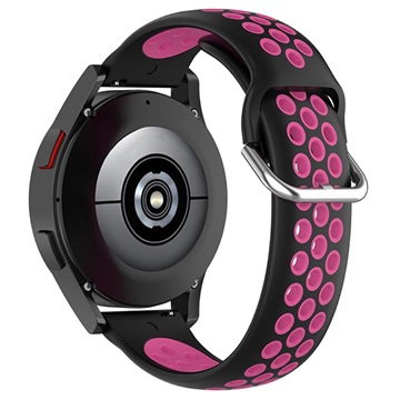 UK: Dual-Color Samsung Galaxy Watch4/Watch4 Classic/Watch5/Watch6 Silicone Sports Strap - Hot Pink / Black