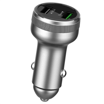 Dual USB Warp Car Charger GX739 - 65W - Silver