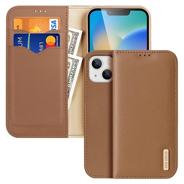 Dux Ducis Hivo iPhone 14 Wallet Leather Case - Brown