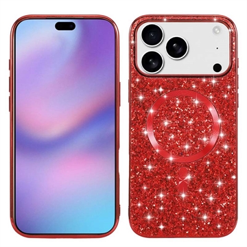 iPhone 17 Pro/18 Pro Electroplated Glitter Case - MagSafe Compatible - Red