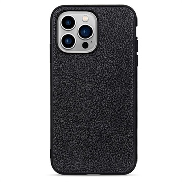 Elegant iPhone 14 Pro Max Leather Case - Black