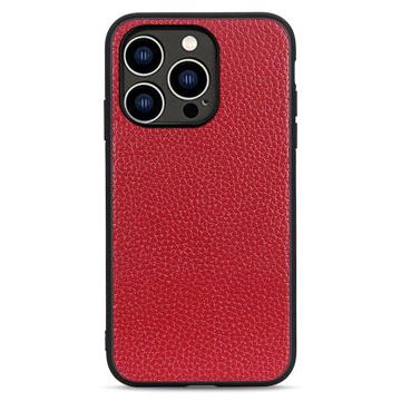 Elegant iPhone 14 Pro Leather Case - Red