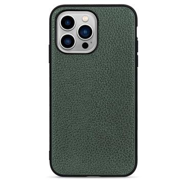 Elegant iPhone 14 Pro Max Leather Case - Green