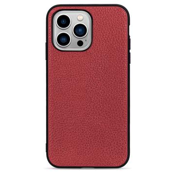 Elegant iPhone 14 Pro Max Leather Case - Red