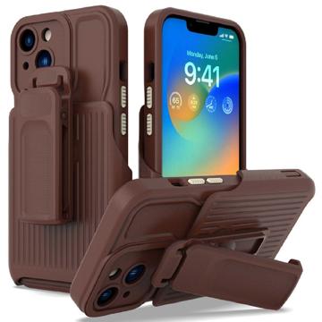 Explorer Series iPhone 14 Plus Hybrid Case with Belt Clip - Coffee