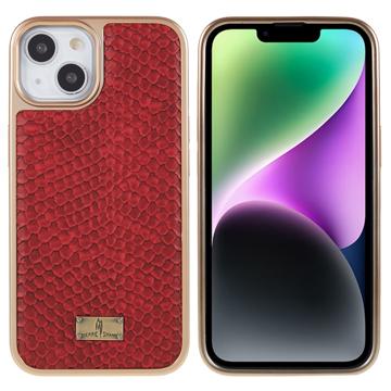 Fierre Shann Electroplated iPhone 14 Plus Coated Case - Snake Skin - Red