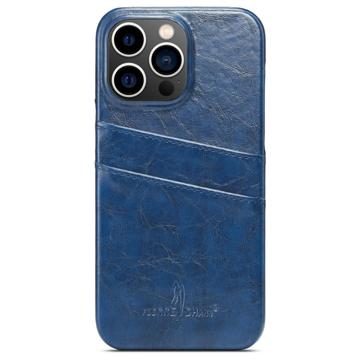 Fierre Shann iPhone 14 Pro Coated Case with Card Holder - Blue
