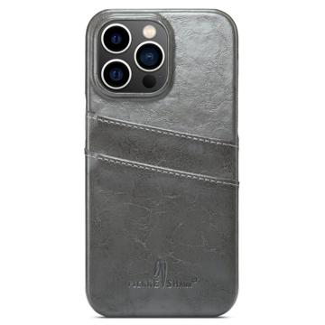 Fierre Shann iPhone 14 Pro Coated Case with Card Holder - Grey