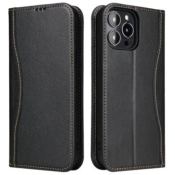 Fierre Shann iPhone 14 Pro Wallet Leather Case - Black