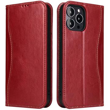 Fierre Shann iPhone 14 Pro Wallet Leather Case - Red