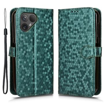 Fairphone 5 Cover with Wallet & Strap - Hexagon Pattern - Green