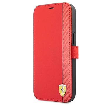 Ferrari On Track Carbon Stripe iPhone 13 Pro Max Wallet Case - Red