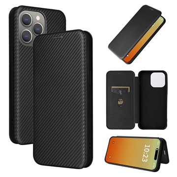 iPhone 15 Pro Flip Case - Carbon Fiber - Black