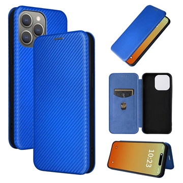 iPhone 15 Pro Flip Case - Carbon Fiber - Blue