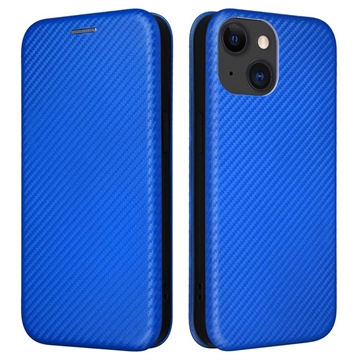 iPhone 15 Flip Case - Carbon Fiber - Blue