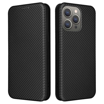 iPhone 15 Pro Max Flip Case - Carbon Fiber - Black