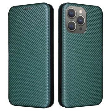iPhone 15 Pro Max Flip Case - Carbon Fiber - Green