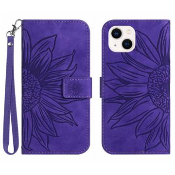 Sunflower Series iPhone 14 Plus Wallet Case - Dark Purple