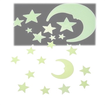 Glow In The Dark Moon and Stars Wall Stickers - 60 Pcs.