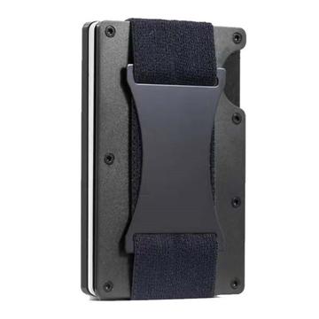 Airtag Wallet Metal Money Clip Front Pocket Case Card Holder Aluminum Metal Minimalist Men’s Wallet - Black