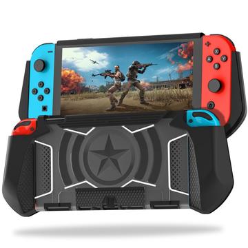 Nintendo Switch OLED 2021 Bi-color Anti-fall Protective Cover Console Controller Shockproof Case - Black