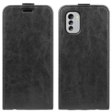 Nokia G60 Vertical Flip Case with Card Holder - Black