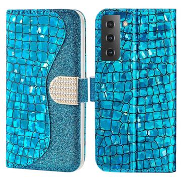 Croco Bling Series Samsung Galaxy S23 5G Wallet Case - Blue
